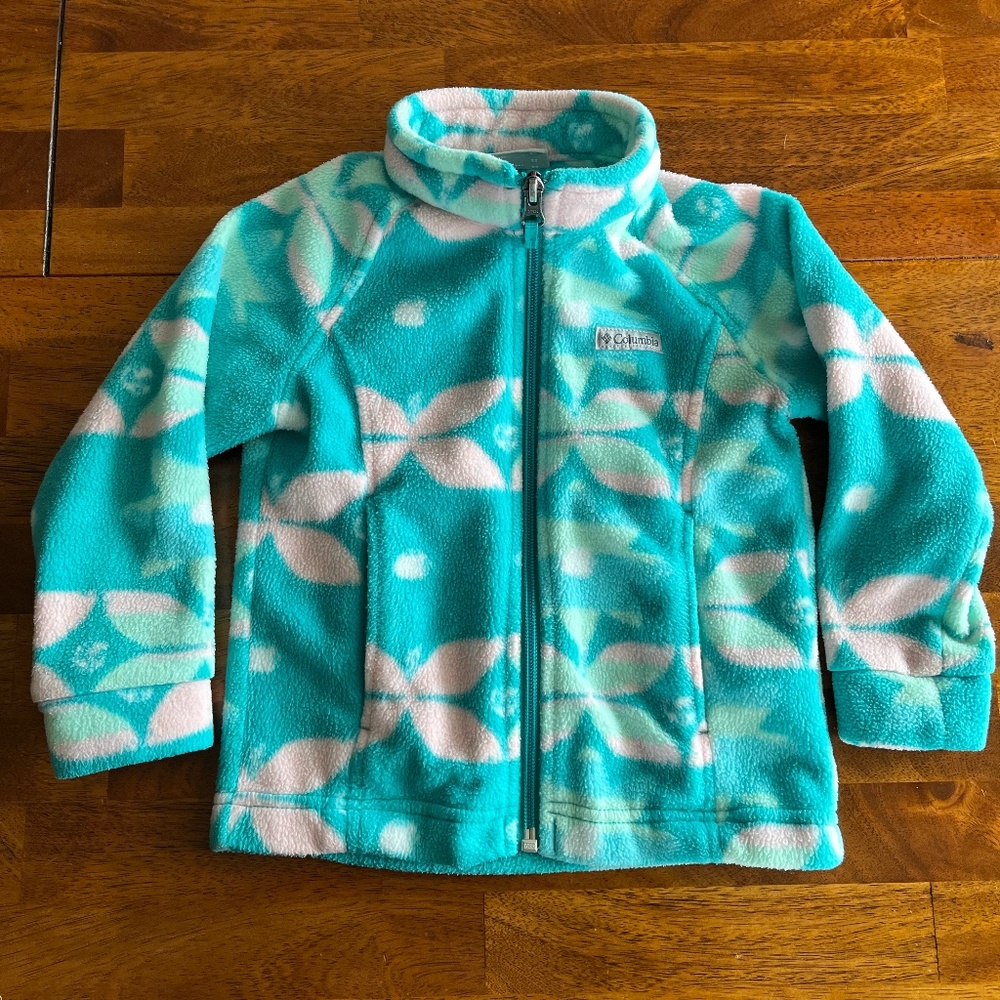 Columbia teal and pink fleece jacket size 3T.